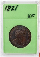 Coin 1821 Capped Bust Half Dollar XF