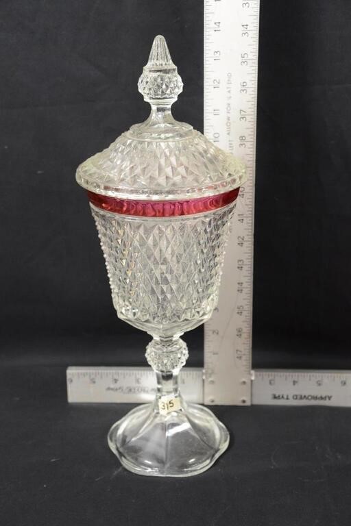 INDIANA GLASS DIAMOND POINT WEDDING COMPOTE