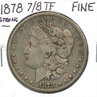 1878 Morgan Silver Dollar - 7 Over 8 TF, Reverse