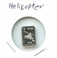 1 gram Silver Bar - Helicopter, .999 Fine Silver