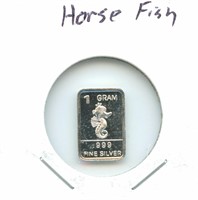 1 gram Silver Bar - Horse Fish, .999 Fine Silver