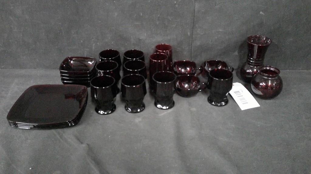 ESTATE LOT OF RUBY RED GLASSWARE