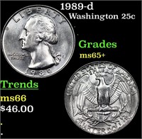 1989-d Washington Quarter 25c Grades GEM+ Unc