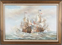 J. Harvey, Ship battle. o/c. 20th century.