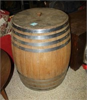 Barrel with Lid - Metal Lined with holes