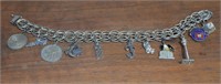 Vtg Sterling Silver Charm Bracelet & 10 Charms