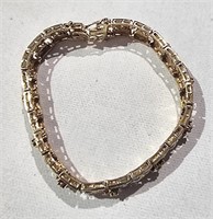 Gold Over Sterling Bracelet W/ Natural Gems 7 1/4