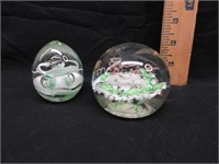Marked Z Paperweight W/Art Glass  has Crack