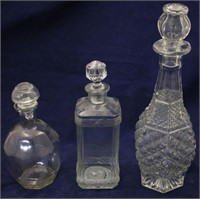3 Vintage glass decanters