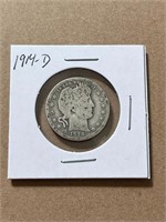 1914-D Silver Barber Quarter