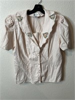 Vintage Femme Button Up Lace Embroidered