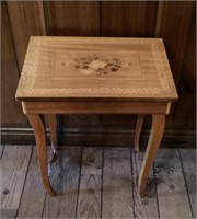 Inlaid side table with lift-top storage