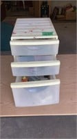 3 drawer container w/contents
About 13” Tall