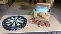 Dart Board, wood wagon & frames
