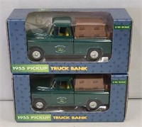 2x- JD 1955 Pickup Truck Banks 1/25 NIB
