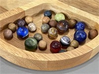 Vintage Glass & Clay Marbles -Some Small