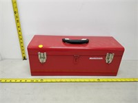 mastercraft tool box and content- clamps, etc.