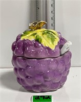 Vtg T Japan Grapes Jelly Jar w/ Spoon