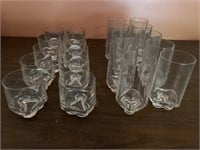 20 matching plastic glasses; 10 small and 10 large