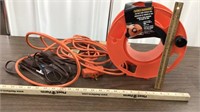 2 extension cords & 100 ft cord storage reel