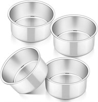 P&P CHEF 4 Inch Small Cake Pan Set of 4  Stainless