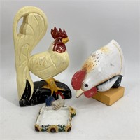 Tray- Wooden Rooster Sculptures & Writer’s Block