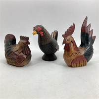 Tray- Wooden Rooster & Wicker Guinea Hen