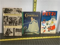 3 German children books Petzi, Animals, Cinderella