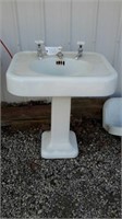 Cast iron pedestal sink, 28"x22" 30" tall,