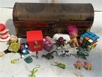 DECORATED CHEST W/ SMALL TOYS