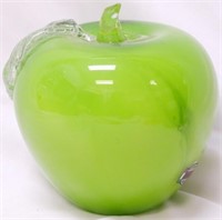 Murano Green Glass Apple 4.5"