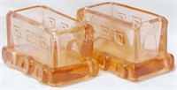 2 Pink Glass train car candy holders 2x3x2