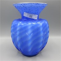Fenton mica cased 6" vase w/ ribs- Scarce
