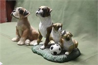 (2) Boxer Puppy Figurines, Approx 8"x6" & 9"x8"