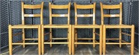 4 Nice Primitive Oak Ladder Back Chairs