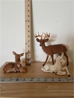 White Porcelain Unicorn & Deer Figurines