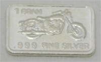 1 gram Silver Ingot - Motorcycle, .999 Fine