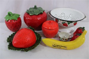 DiNicola Butter Dish, Strawberry Jars, Colander+