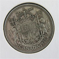 1938 50c SILVER HALF DOLLAR - CANADA