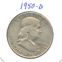 1950-D Franklin Silver Half Dollar