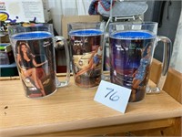 3 SNAP-ON ADVERTISING HEAVY THERMAL PLASTIC MUGS