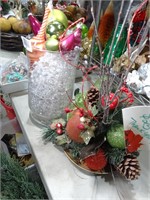 Vase w/ Blown Ornament & Seasonal Bouquet