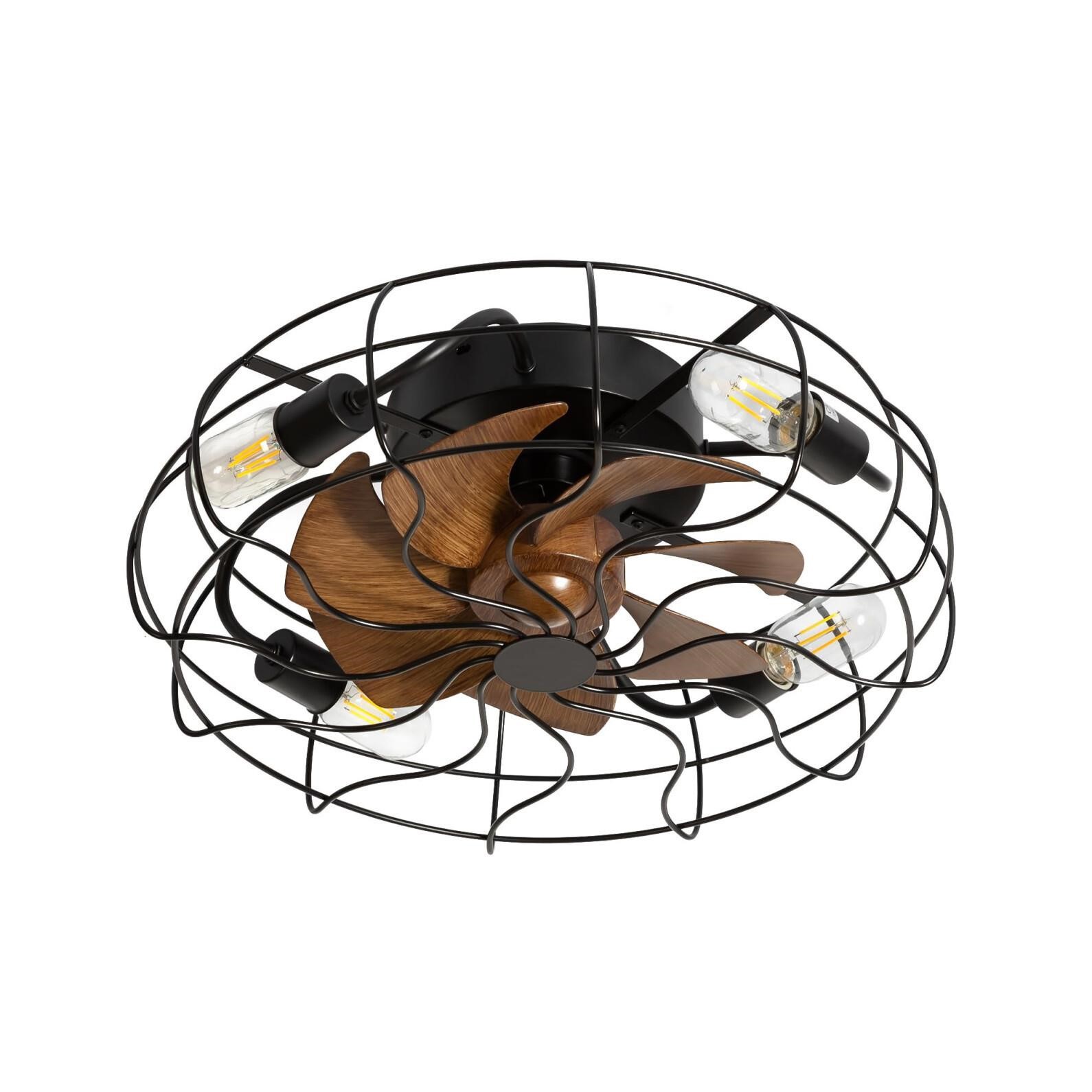 Black Caged Ceiling Fans with Lights