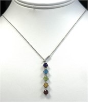 Sterling Silver Journey Multi Gemstone Necklace