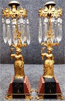 Set of Gilt Bronze Girandole Gothic Candle Holders