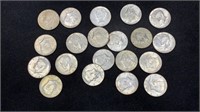 (20) 40% Silver Kennedy Half Dollars