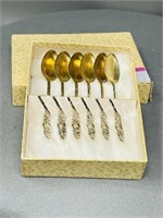 6 pc Norwegian spoons in box marked 830s