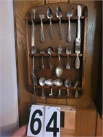 Collectors Spoon Display & Various Spoons, Forks