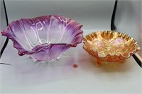Imperial Carnival Glass Bowl & Lavender Petal Bowl