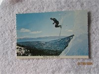 Postcard Scalloped Edge Skiing Lake Tahoe
